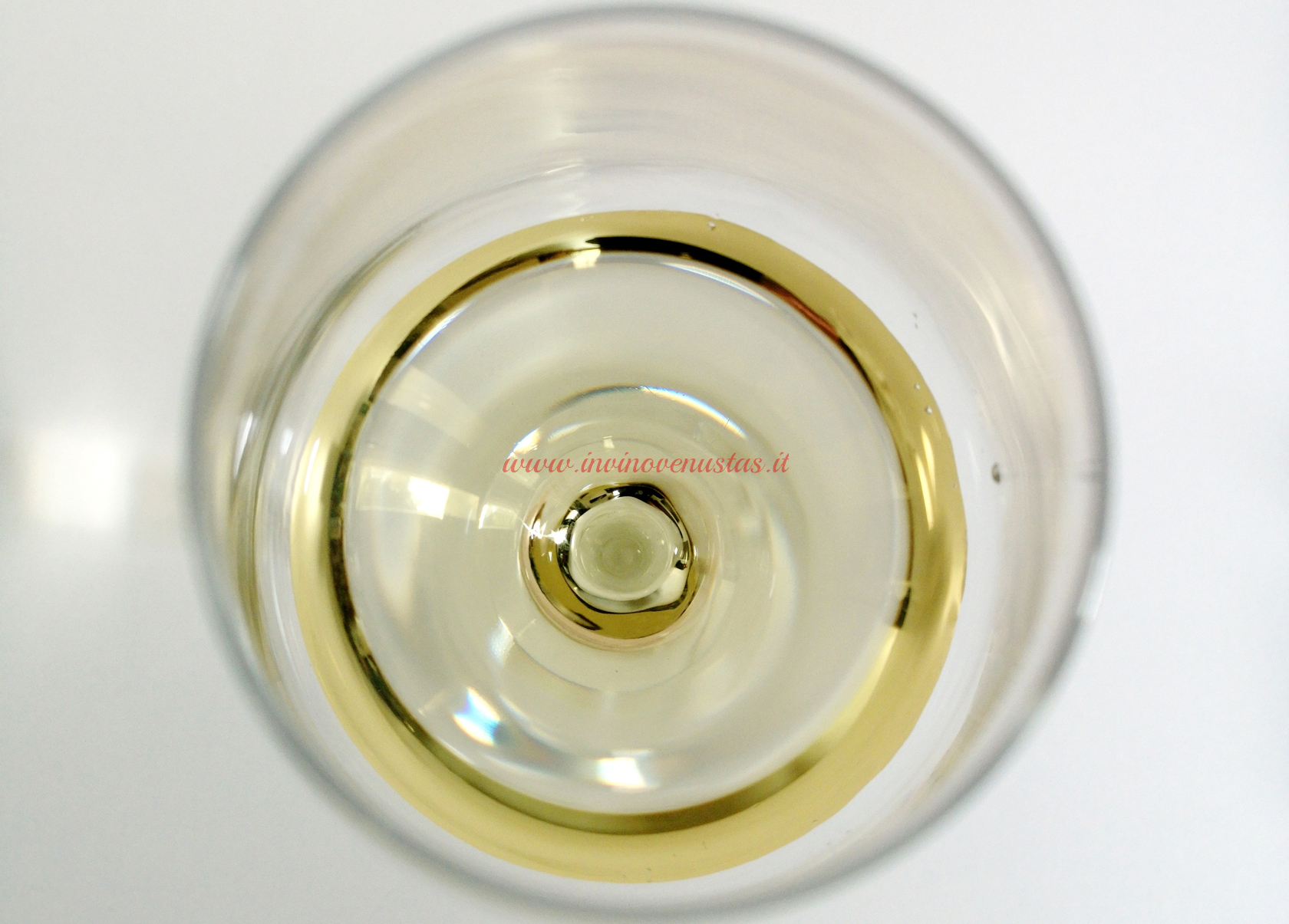 Close up calice per dettaglio colore vino bianco